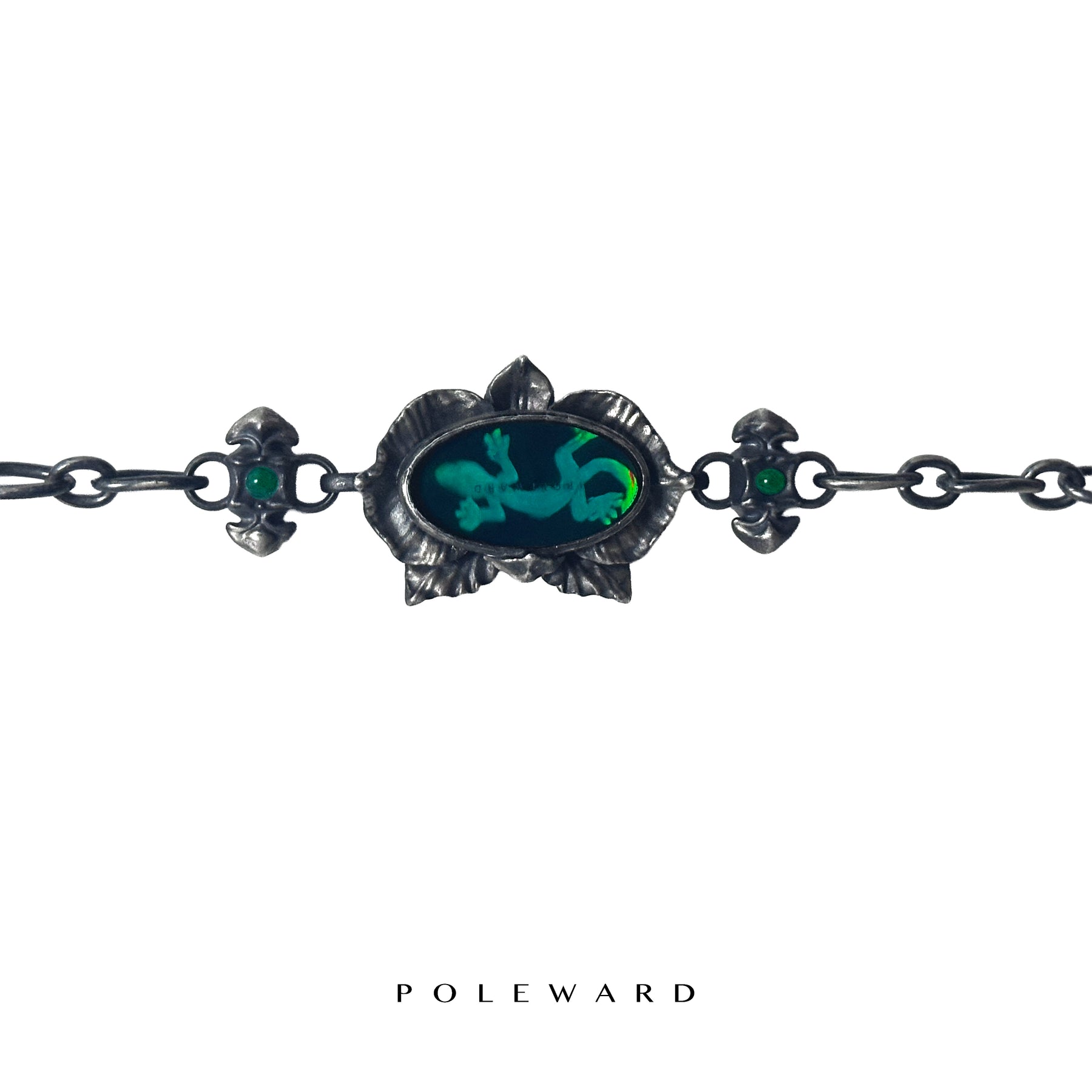 Jin Huan · Midnight Orchid Lizard Silver Necklace