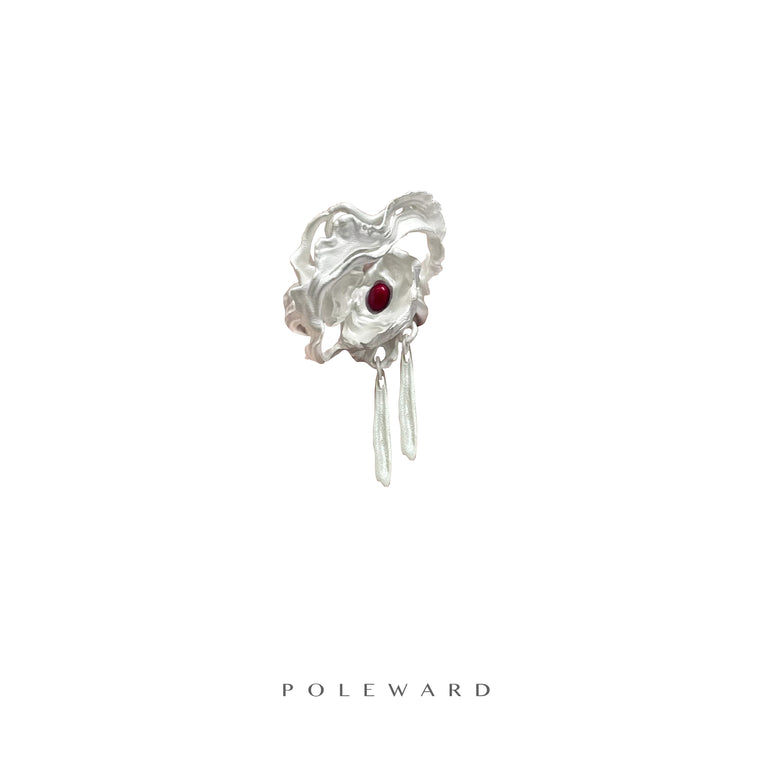 Yam Suph · Crimson Tear Adjustable Silver Ring