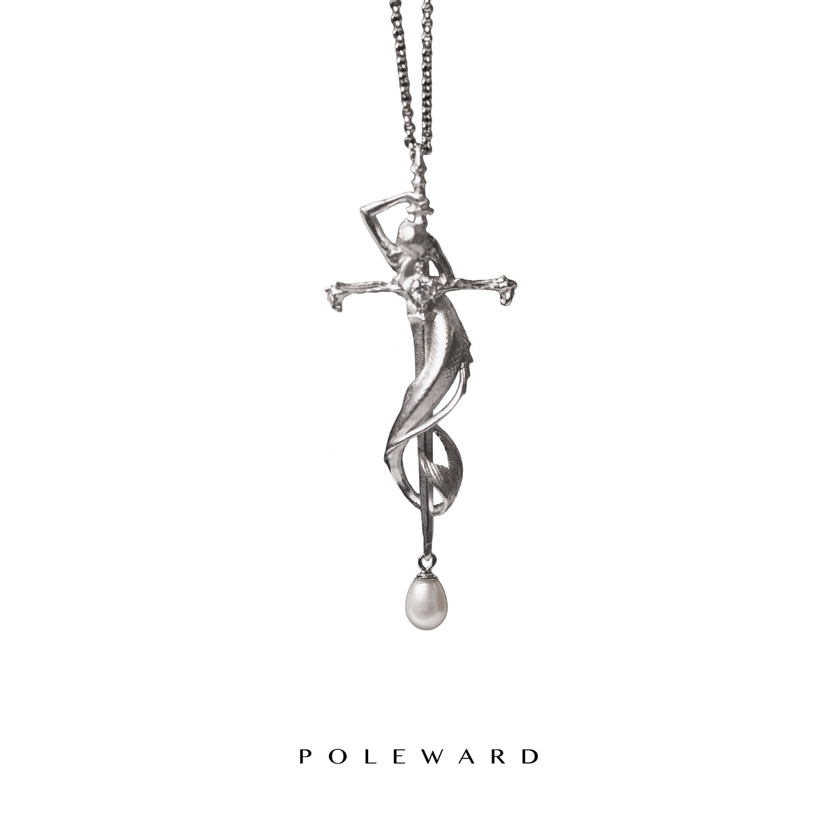 Yam Suph · Sword-Holding Mermaid Silver Necklace