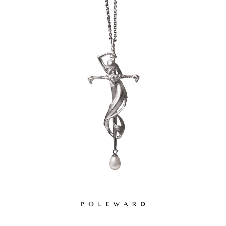 Yam Suph · Sword-Holding Mermaid Silver Necklace