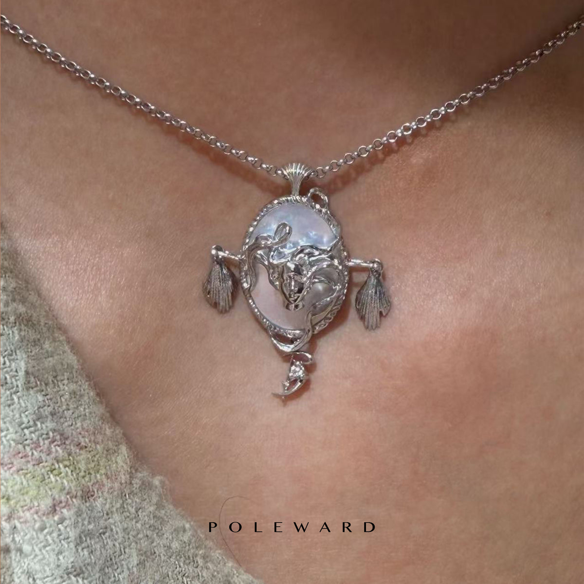 Ocean silver coin necklace