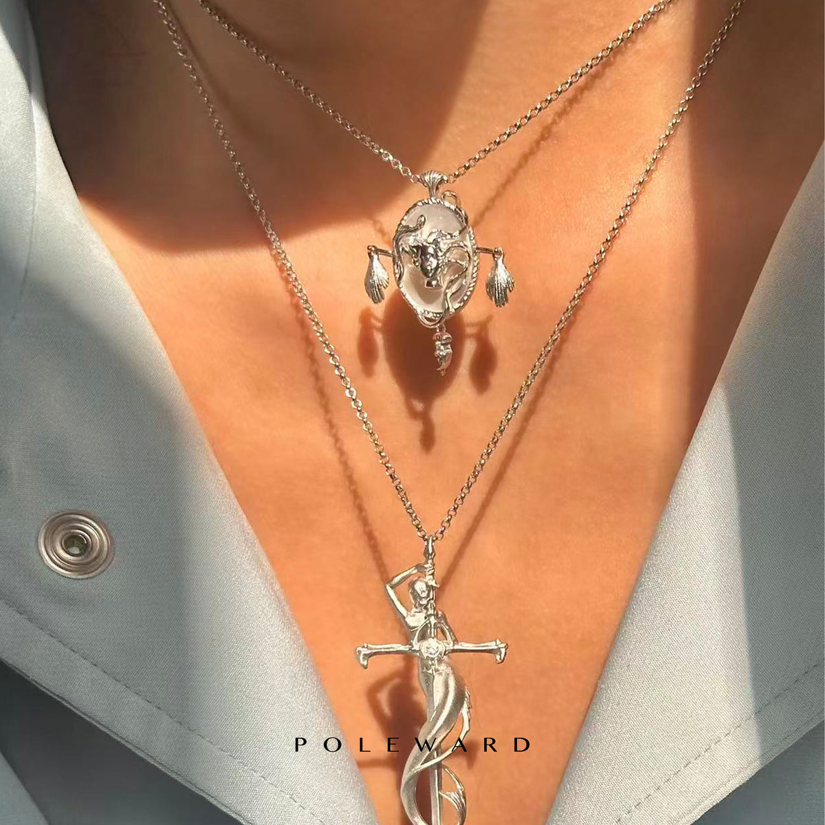 Ocean silver coin necklace