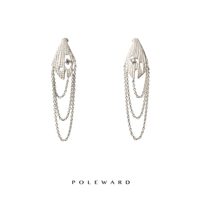 YamSuph series silver shell tassel earrings