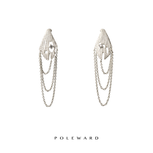 YamSuph series silver shell tassel earrings